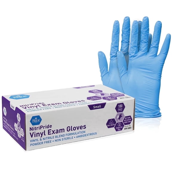 MEDPRIDE NitriPride Nitrile Gloves Powder-Free Disposable Gloves – Blue, Small, 100-Pack, Durable Latex Free Non-Slip Medical Gloves for Cleaning, Cooking & Food Prep