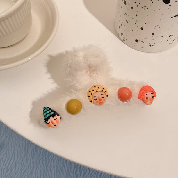 Pinza de pelo grande de felpa para mujer, para otoño e invierno, con lazo, con forma de tiburón, para tocado