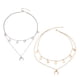 thumbnail image 4 of Collar Gargantilla Cadena multihilos con colgantes en forma de disco y luna dorado, 4 of 9