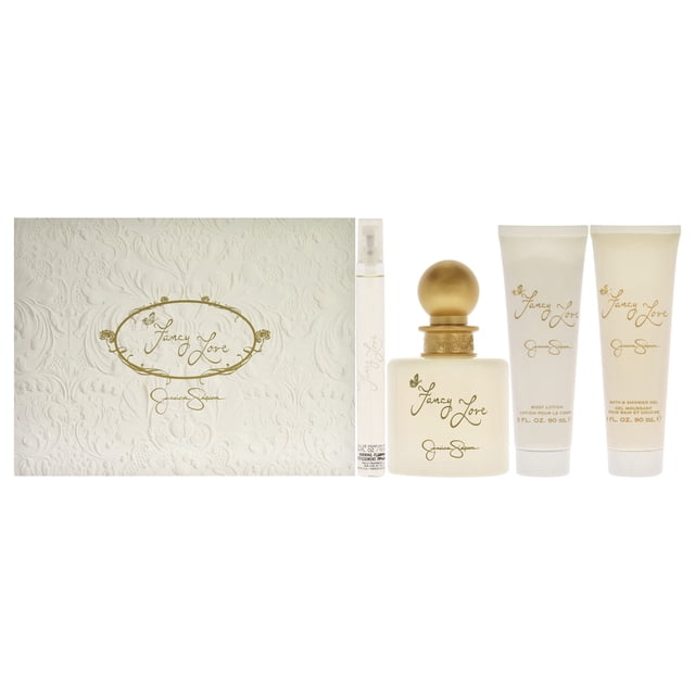 Jessica Simpson para mujer - Set de regalo de 4 piezas en spray EDP de 3.4 oz, mini spray EDP de 0.34 oz, loción corporal de 3 oz, crema de baño y ducha de 3 oz Jessica Simpson NA