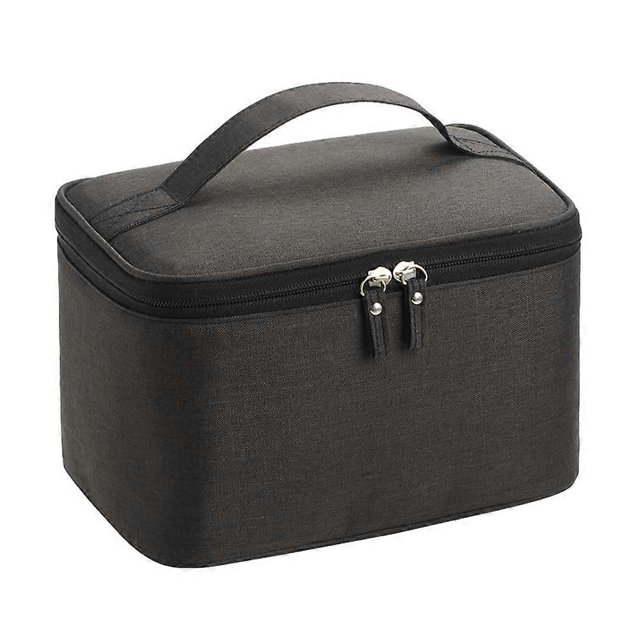 Bolsa de maquillaje para mujer, neceser con bolsillo de malla, portátil, para viaje, color negro