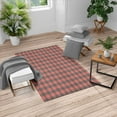 thumbnail image 1 of Plaid Turkish Area Rug, Lumberjack Fashion Buffalo Checks Pattern Retro Style Grid Composition, Soft Carpet for Living Room Decor with Distressed Look, 2.6' x 5', Coral and Grey, by Ambesonne, 1 of 4