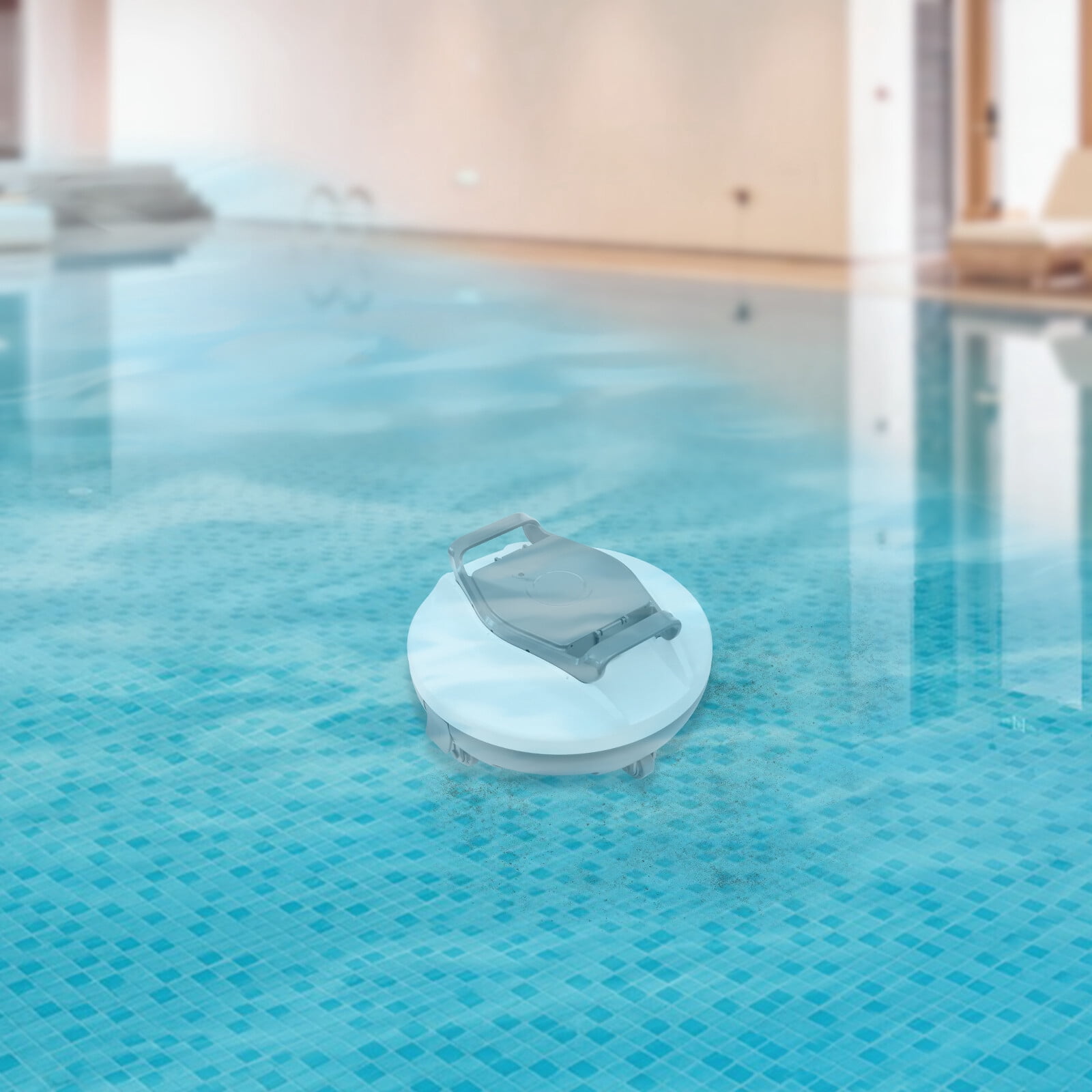 Cordless Pool Cleaner - Powerful Dual Copper Motor, 90 Min Runtime, IPX8 Waterproof for Pools up to 80㎡ (Grey/White, 40W, US Plug)