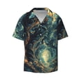 thumbnail image 2 of Lsque Enchanted Forest Skull Path print Men's Cuban Collar Short Sleeve Shirt Summer Beachwear Casual Button Down Fashionable Vacation Leisure Shirt-3X-Large, 2 of 7
