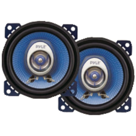Pyle&reg; Blue Label PL42BL 4-In. 180-Watt-Max 2-Way Coaxial Speakers, Black and Blue, 2 Count