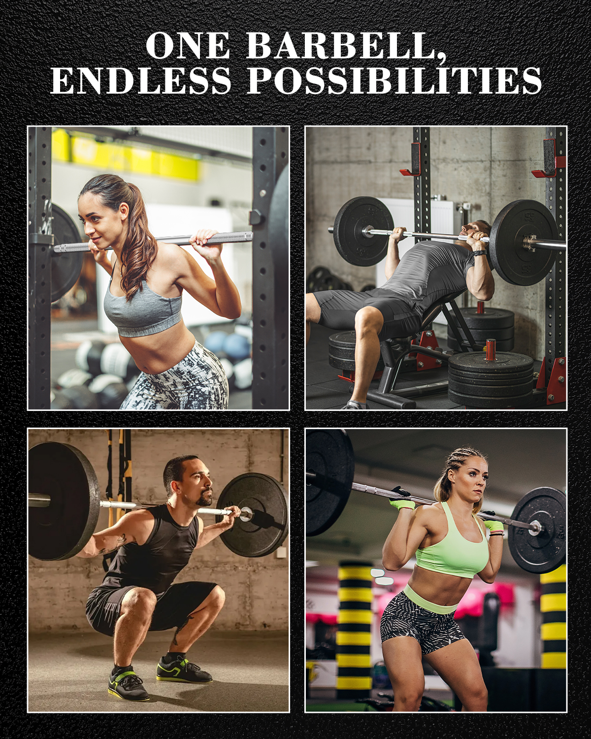 7FT  Barbell for Weightlifting. Power Lifting. 2 Inch Strength Training Bar for Squats. Deadlifts. Presses. Rows. Curls - 700lbs/1000lbs/1500lbs Capacity