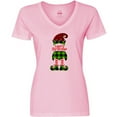 thumbnail image 3 of Inktastic Merry Christmas Elf in Red and Green Plaid Women's V-Neck T-Shirt, 3 of 5