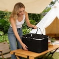 thumbnail image 5 of Collapsible Insulated Picnic Basket - Waterproof Oxford Fabric Portable Cooler Basket with Aluminum Handles for Outdoor Camping, Picnics & Beach Trips (1pc,Size/Colour as Pictured), 5 of 6