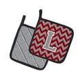 thumbnail image 2 of Letter L Chevron Crimson and Grey Pair of Pot Holders, 2 of 2