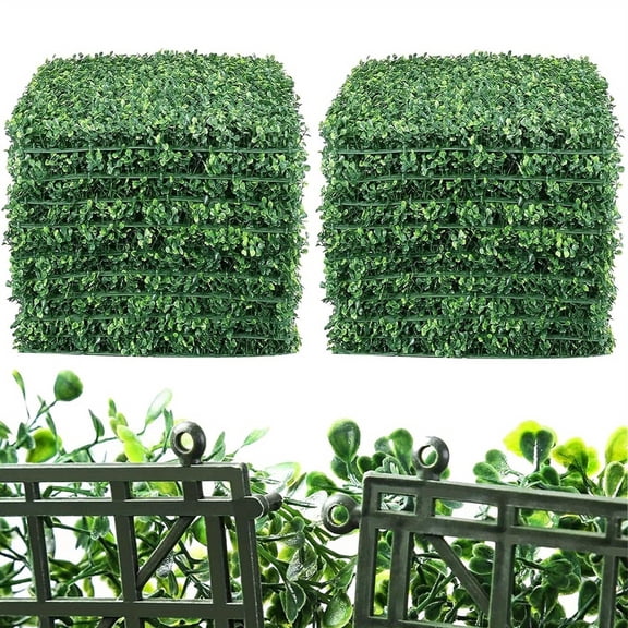 QISHENSHUI 20PCS 10"x10" Artificial Plants Wall Panel Lifelike Greenery Garden Fence Privacy Screens Indoor Outdoor Décor