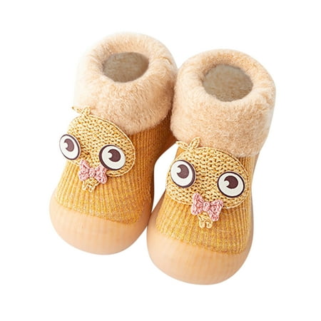 

Relanfenk Baby Shoes Kids Toddler Boys Girls Solid Warm Knit Soft Sole Rubber Socks Slipper Stocking Shoes