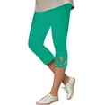 thumbnail image 2 of MKOSPLRT Capri Leggings for Girl High Waist Stretchy Yoga Gym Capris Solid Color Slim Fit Workout Athletic Leggings with Cut Hem, 2 of 9