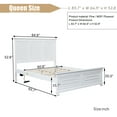 thumbnail image 3 of Mirightone 52.8 in Heavy Duty Standard Bed Frames, Wood Queen Bed Frame with Tall Headboard and Footboard, USB Charging Station, Rustic Queen Panel Bed with Under Bed Storage, Farmhouse Style,  White, 3 of 10