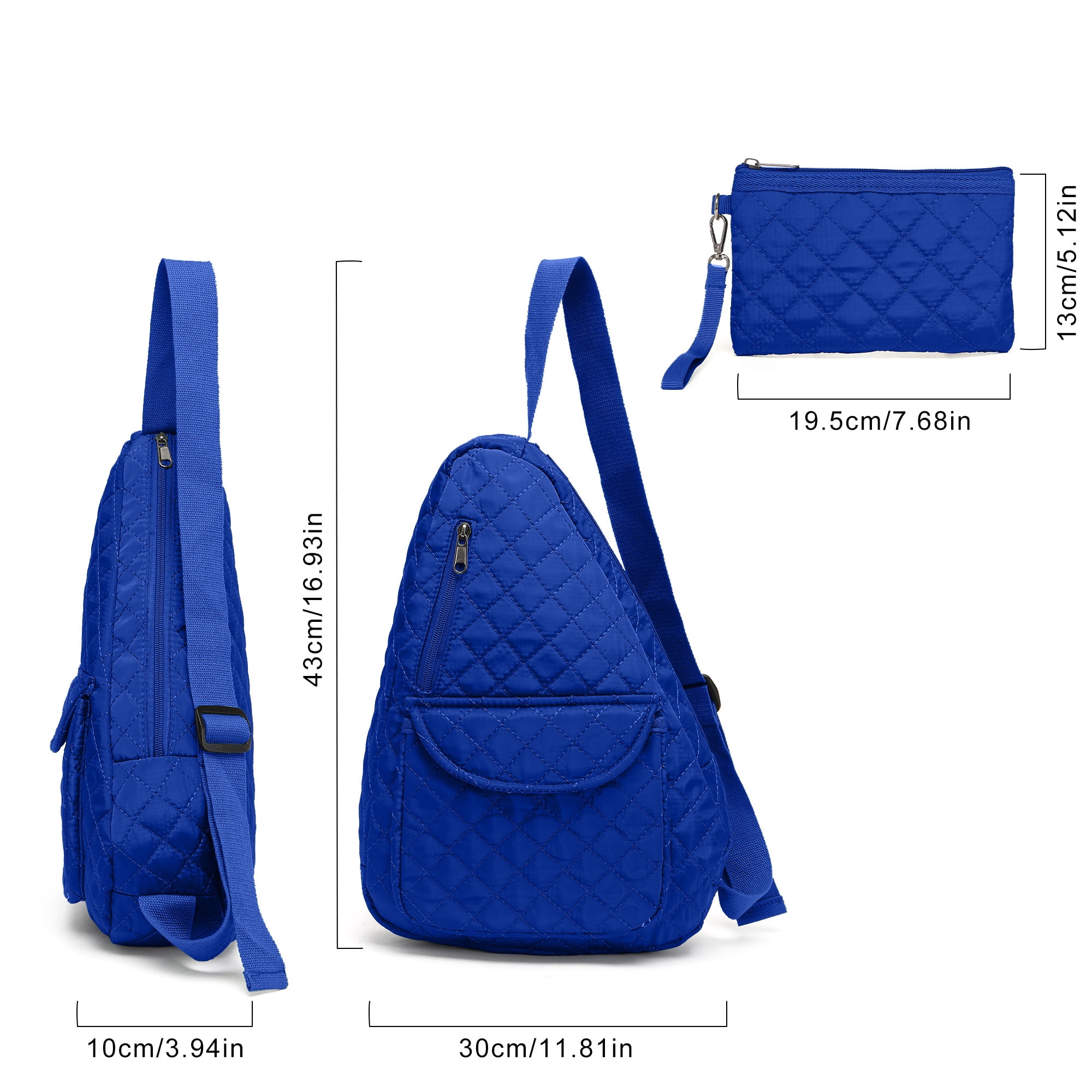 2-Piece Unisex Quilted Nylon Sling Bag Set – Large-Capacity Crossbody Bags with Chest & Shoulder Wear Options, Ideal for Travel, Hiking, Work & Commute