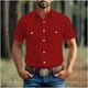 thumbnail image 1 of Yaoyar Mens Summer Vintage Turndown Collar Shirts Short Sleeve Casual Button Down Shirt Beach Vacation Tops, 1 of 6