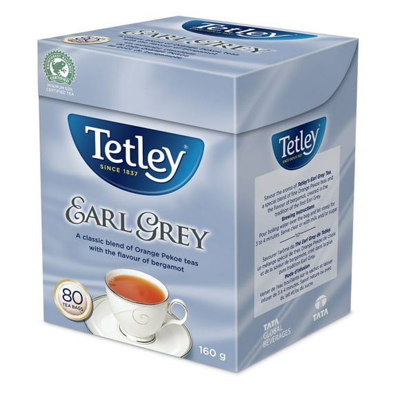 Thé Earl Grey de Tetley 80 sachets