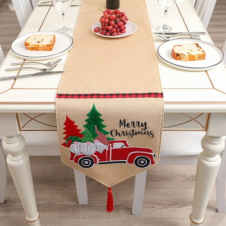 

Christmas Tablecloth Jacquard Multipurpose Tassels Fine Stitching Table Runner Christmas Party Supplies Black Cloth
