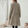 thumbnail image 6 of Stichou Women's Winter Wool Coat Business Long Sleeve Fall Winter Notch Lapel Oversized Long Peacoat Khaki L, 6 of 7