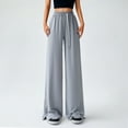 thumbnail image 2 of EDFBUYKRS Hiking Pants Women Petite Short Women's Casual High Waist Loose Fit Straight Leg Pants with Side Slits for Everyday Wear and Outdoor Activities Comfortable Summer Fall Trousers M, 2 of 8