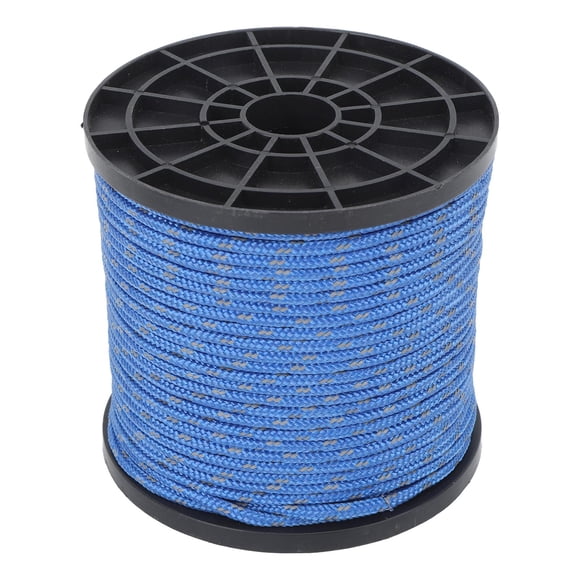 Cuerda reflectante para acampar, tejido texturizado, 50 m, 4 mm, poliéster, paracaídas, para viajes, senderismo y mochileros, color azul.