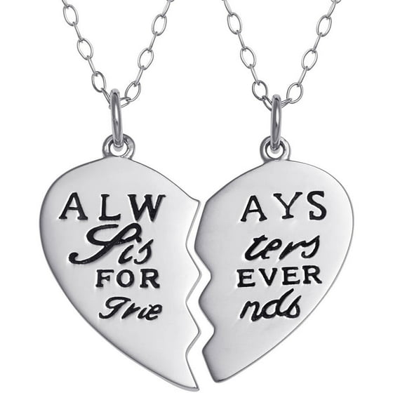 Sterling Silver Sisters Breakable Heart Pendant 18 Sterling Silver Sisters Breakable Heart Pendant 18 Com