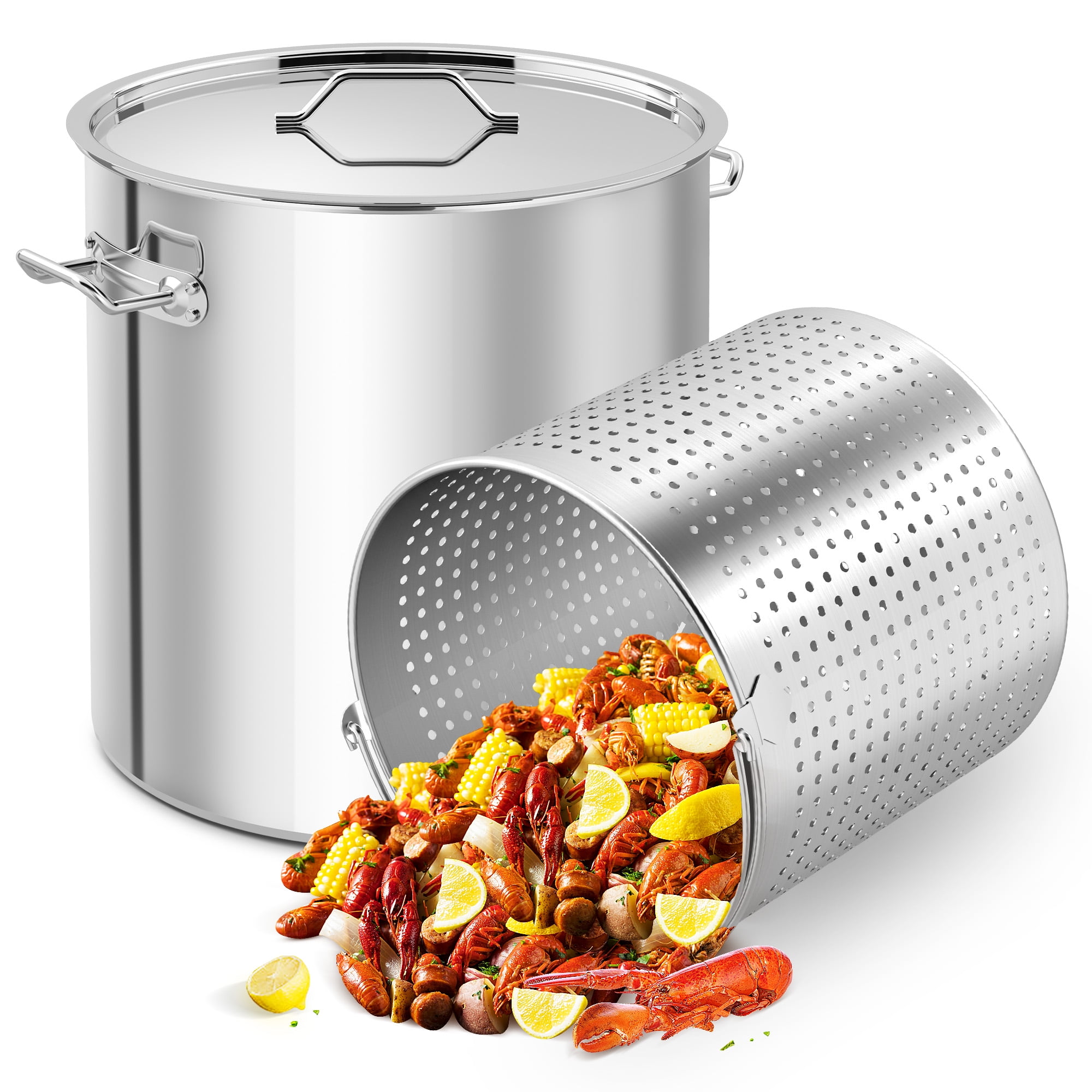 ARC USA S84B 84QT21 Gallon Stainless Steel Stock Pot Turkey Fryer Pot Crawfish Pot with Basket