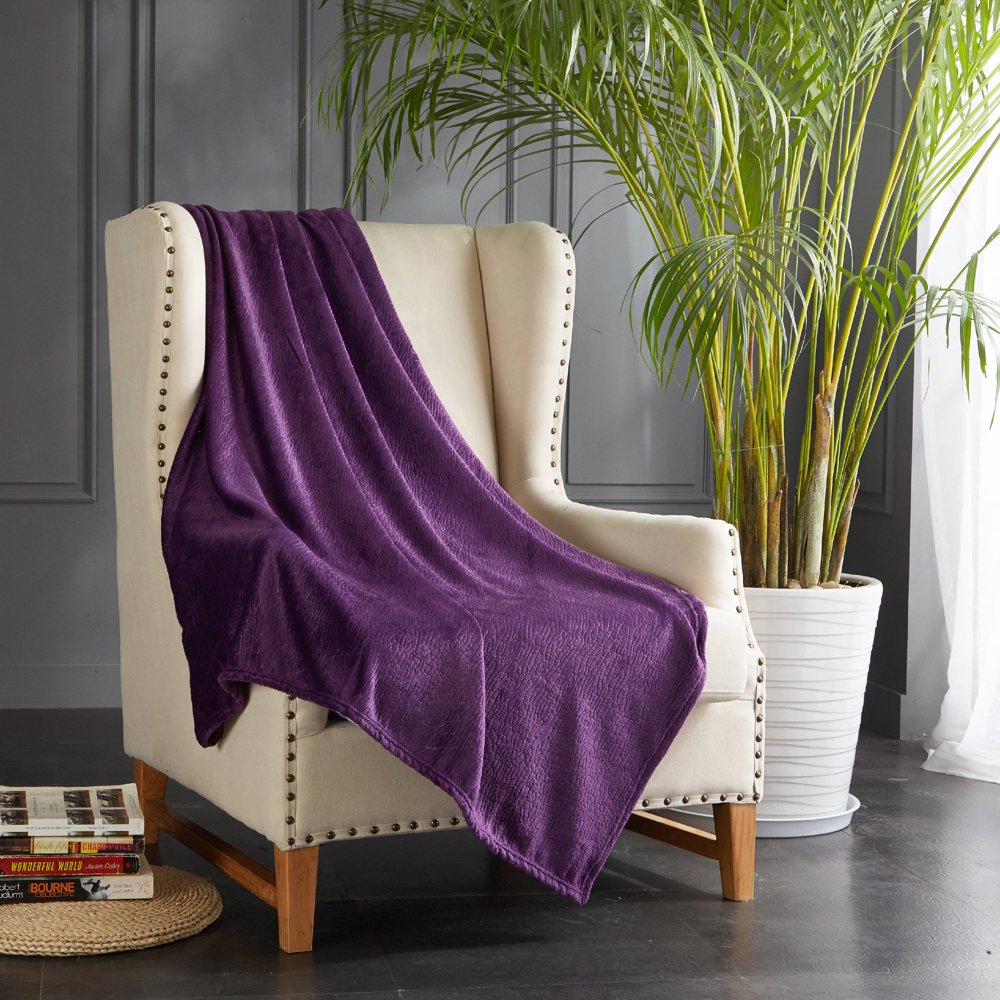 Mainstays Purple Embossed Bark Throw Blanket