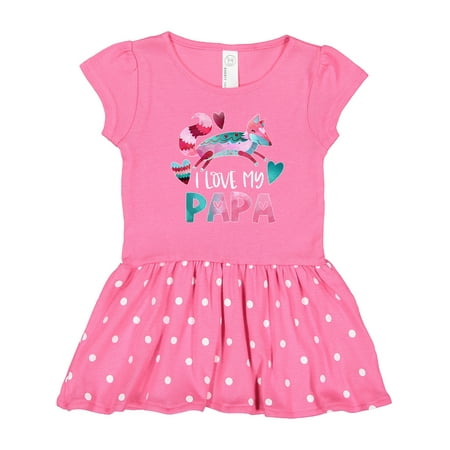 

Inktastic I Love My Papa Pink and Blue Fox with Hearts Gift Toddler Girl Dress