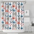 thumbnail image 2 of Coastal Style Shower Curtain 72x84in Featuring Anchors and Sailboats, Made from Chun Yafang Polyester, Waterproof and Durable, Includes Hooks, Perfect for Ocean Home Bath Decor, 2 of 5