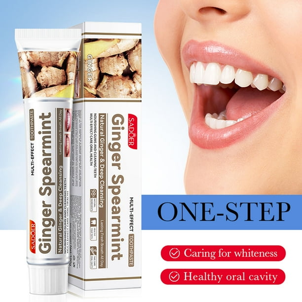 Pisexur Belleza Maquillaje Pasta de dientes de jengibre y menta, pasta de dientes limpia y reparadora de sarro, ayuda a combatir la caries, blanquea los dientes y deja un apara mujeres y hombres