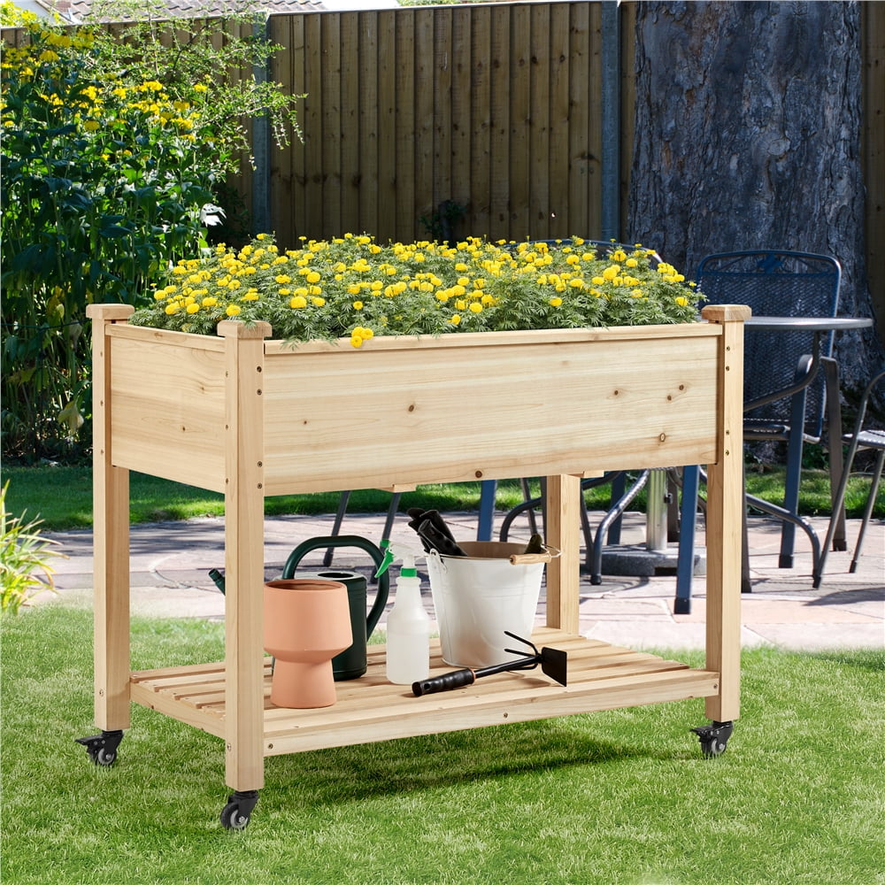 Renwick 41.5" x 22.5" x 33" 2-Tier Brown Fir and Wood Raised Garden Kit