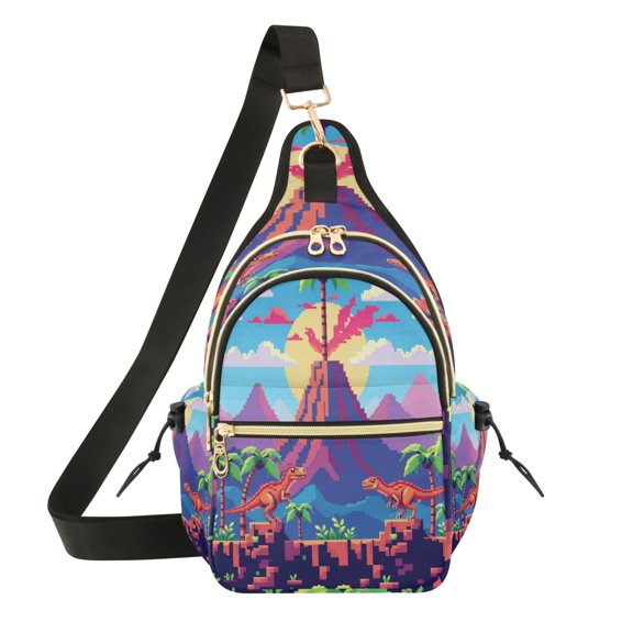 Women Crossbody Bag Fashion Volcano Pixel Printed Sling Bags Shoulder for Women