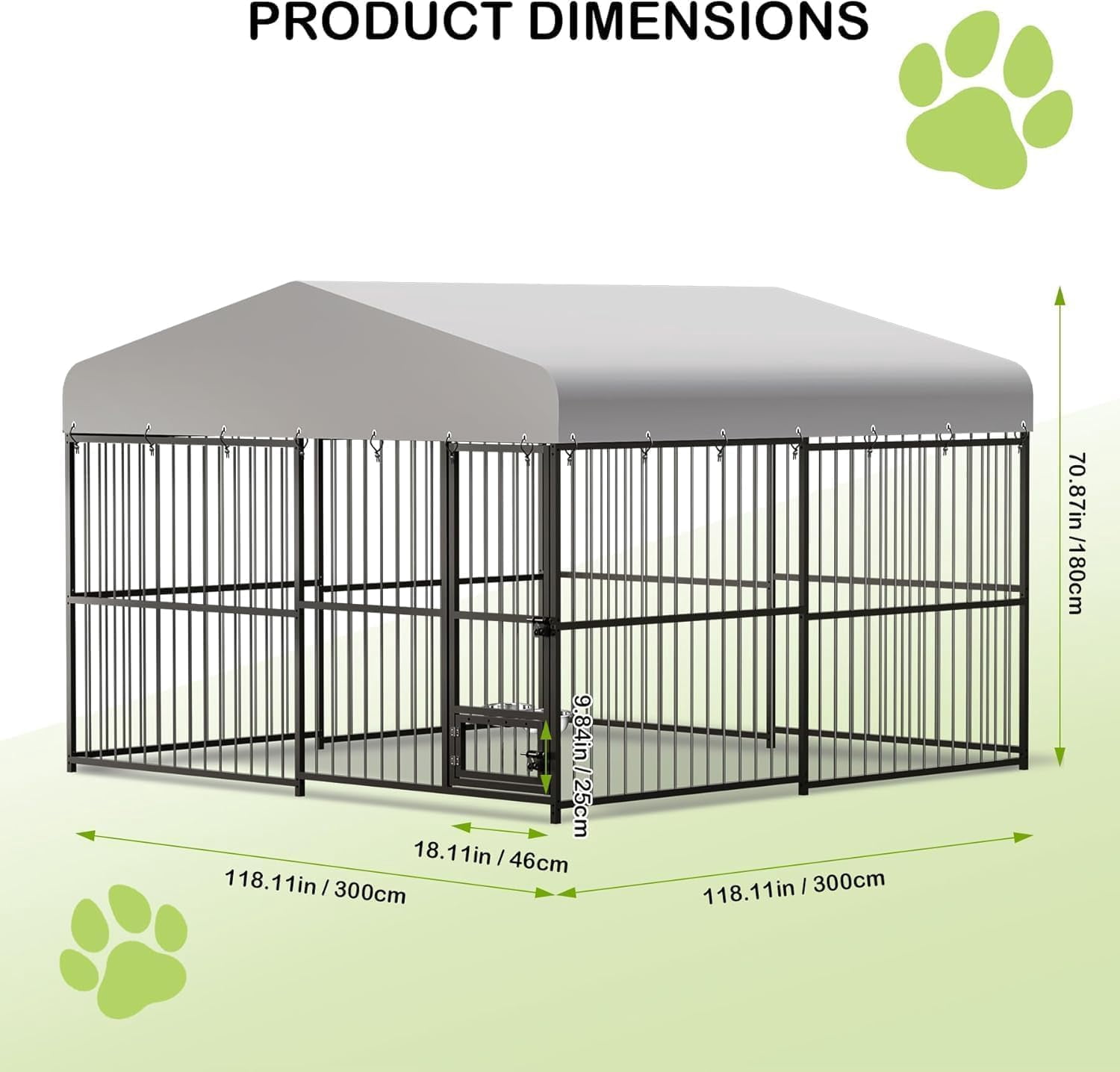 Dog Kennel Outside,10x10x6 FT Large Outdoor Dog Kennel with Weatherproof,Dog House,Dog Playpen Outdoor,Covered Dog Outside Kennel,for Medium and Large Dogs,Easy Assembly