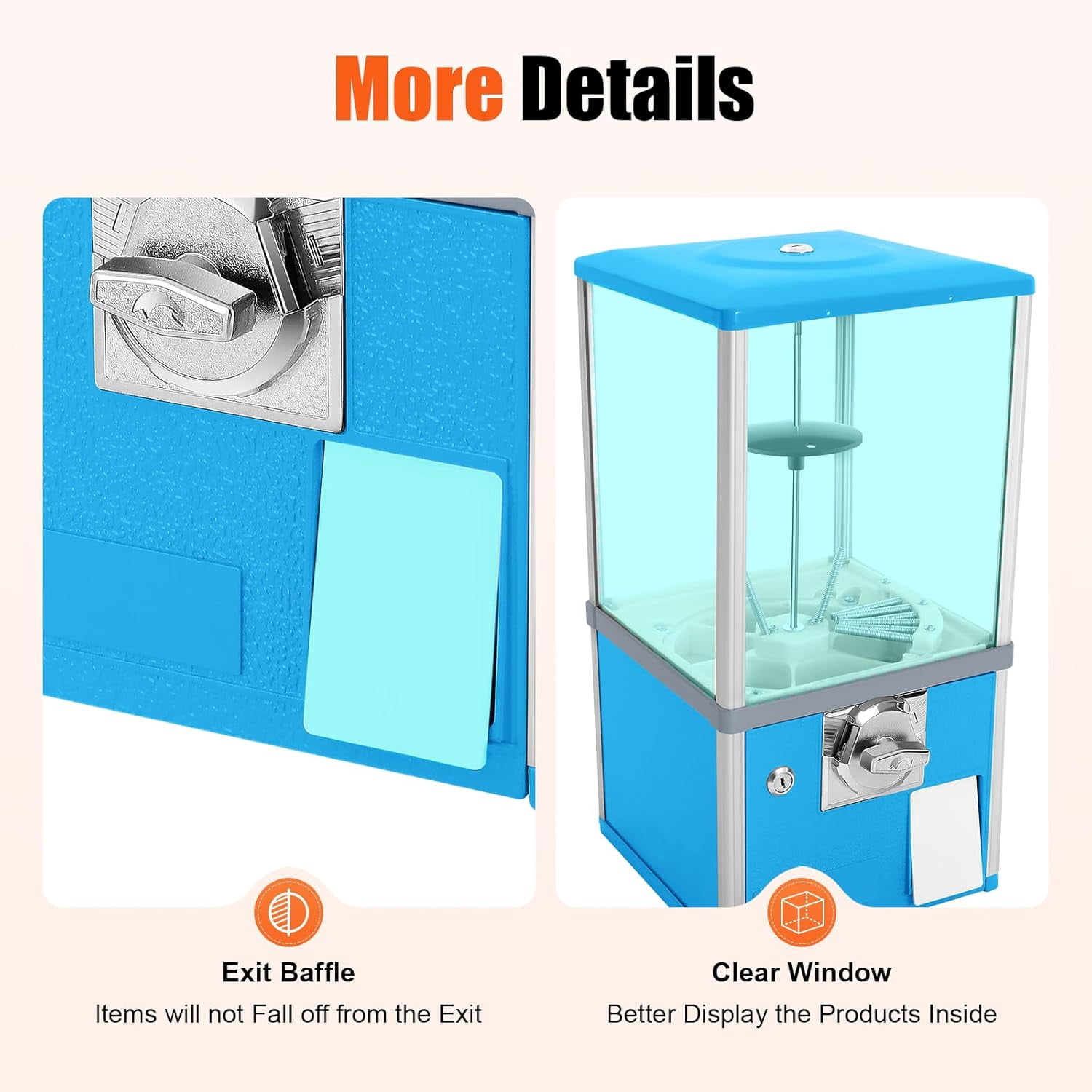 25 Cents Coin Operated Vending Machine, Toy Capsule Vending Machine, Commercial Gumball Machine, 200 Capacity for 1.8"-2" Gashapon, Twister Balls, Capsule Toys, Gumball, Bouncy Balls