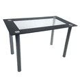 thumbnail image 5 of Hassch 43 Inch Glass Dining Table for 4-6 Person, Rectangular Kitchen Table with Metal Legs, Transparent & Black, 5 of 6