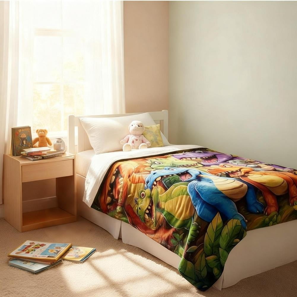 Cute Smiling Dinosaurs HD Digital Print Flannel Blanket, Cozy Funny Throw Dinosaurs Blanket Party Decorations,Fuzzy Lightweight Throw for Toddler Adults, Birthday for Kids Boys Girls