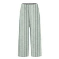 thumbnail image 4 of Women's Casual Pants Women'S Casual Boho Floral Print Stripe Cotton Linen Pants Elastic Waisted Summer Spring Beach Baggy,White Women's Casual Pants M, 4 of 4