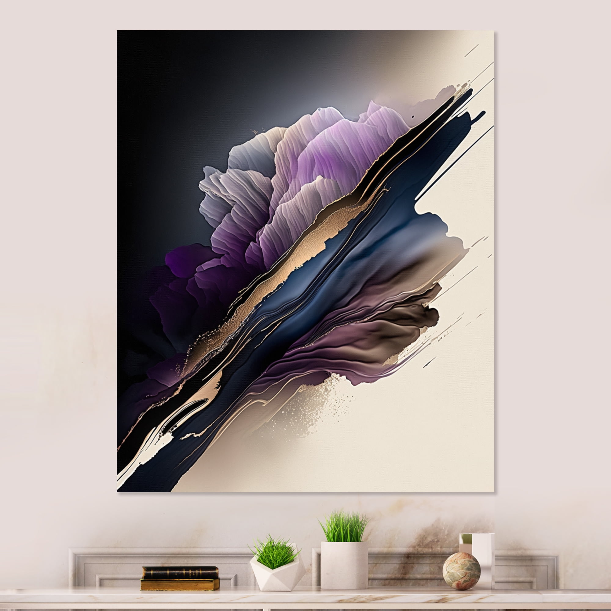 Designart Purple Peony Hyperrealistic Flowers I Canvas Wall Art