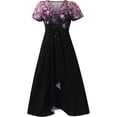 thumbnail image 4 of Qiopertar Robes d'Été pour Femmes Imprimé Floral Manches Courtes Col en V Robe Plissée Fluide Grandes Économies de Vacances! Moins de 5$ jusqu'à 90 % de Réduction, 4 of 5