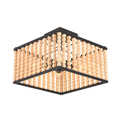 

TFCFL Rustic Ceiling Light Chandelier Wood Bead Pendant Lamp Kitchen Hanging Light Fixture Decor