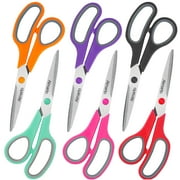 Scissors, Rkqoa 8" All Purpose Scissors 6 Pack - Sharp Scissors for Office School House Sewing Fabric Crafts Arts Desk Classroom Supplies, Teacher/Class Scissors, Right/Left Handed RDD5