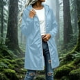 thumbnail image 2 of Lenago Women's Longline Waterproof Jackets Lightweight Zip Up Rain Jackets Solid Color Long Sleeves Raincoat Thigh-length Coat Outdoor Hiking Cycling Light Blue XXL, 2 of 10