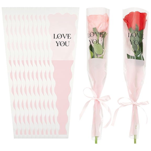 2bags 50pcs OPP Flower Bouquet Wrapping Craft Paper Pink 450x120x0.1mm