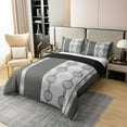 thumbnail image 3 of Erosebridal Geometric Circle 100% Cotton Duvet Cover Queen Size, Abstract Lines Bedding Sets Queen Size, Retro Bedroom Decor, Reversible 3pcs（No Comforter）, 3 of 6