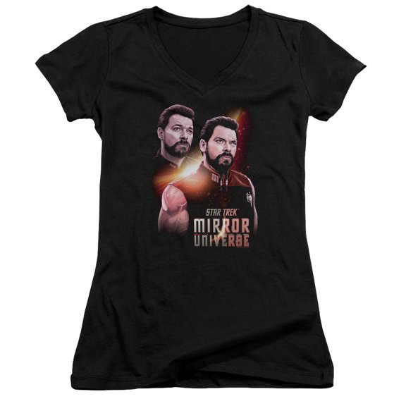 Star Trek Mirror Riker Junior Women's V-Neck T-Shirt Black