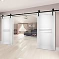 thumbnail image 3 of Modern Double Barn Door 84 x 96 inches / Mela 7444 White Silk / 14FT Rail Track Set / Solid Panel Interior Doors, 3 of 4