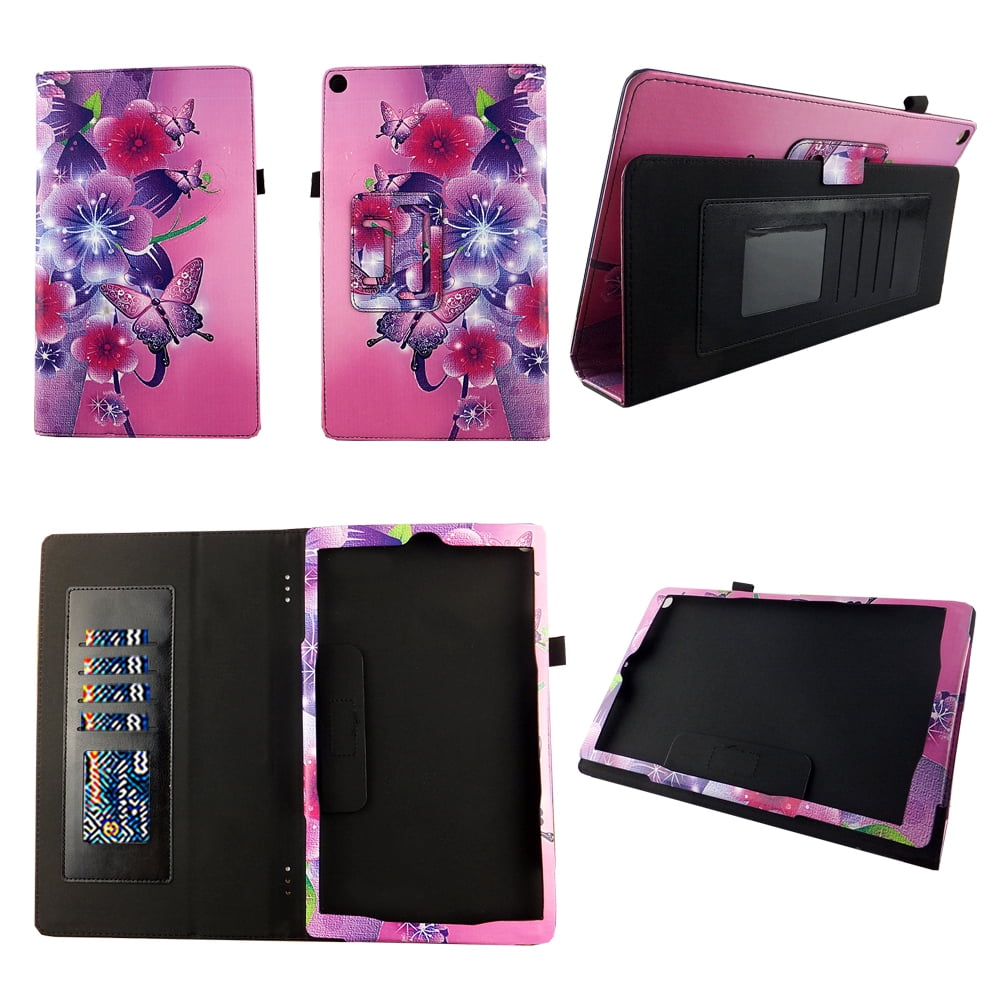 Butterfly flower pink case for amazon kindle fire hd 10 tablet 7th