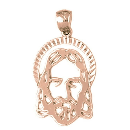 14K Rose Gold Jesus Medal Pendant - 28 mm