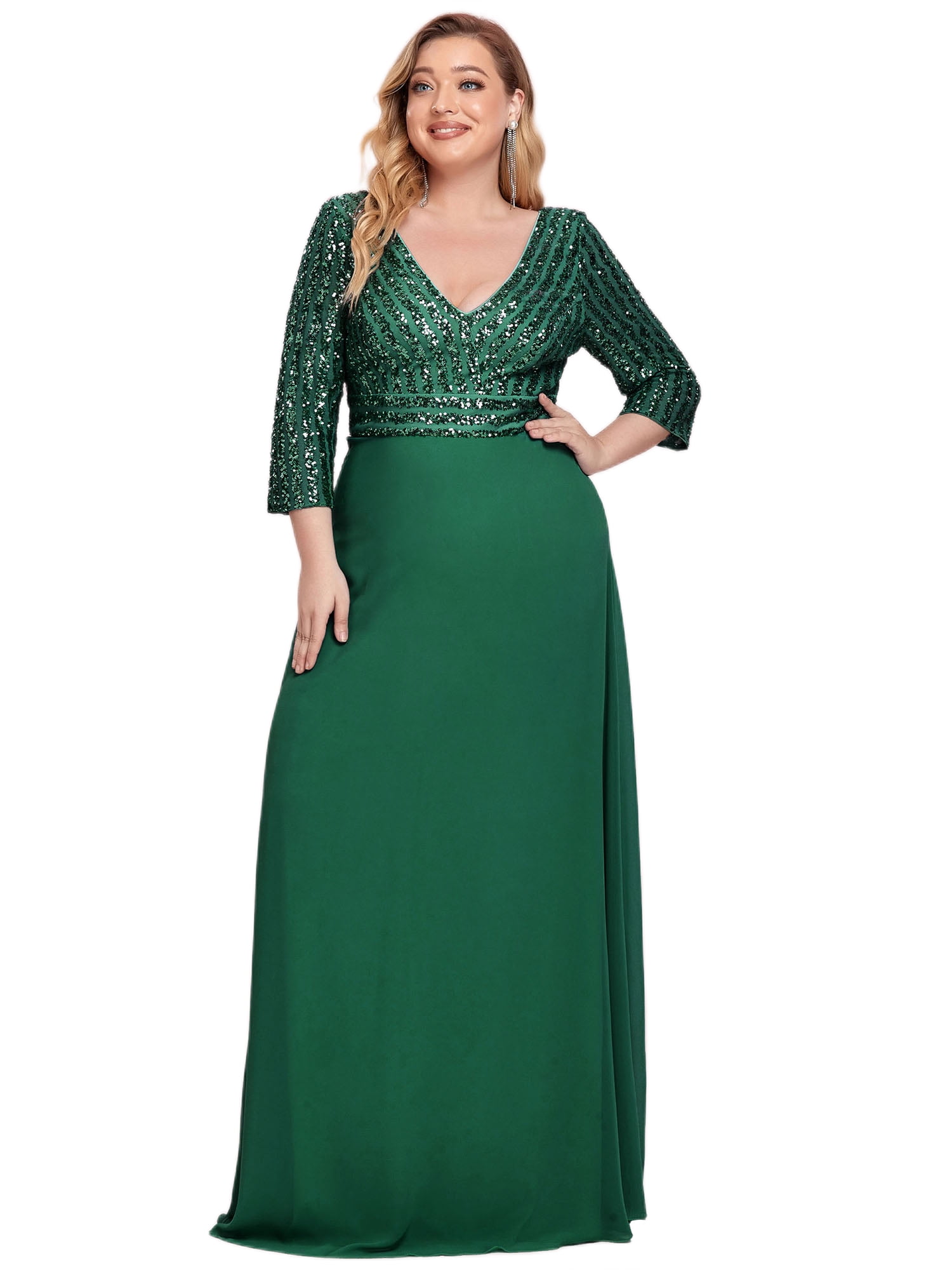 slim fit dress slacks Ever-Pretty Stunning Sequin A-Line V-Neck Tulle Formal Evening Dress