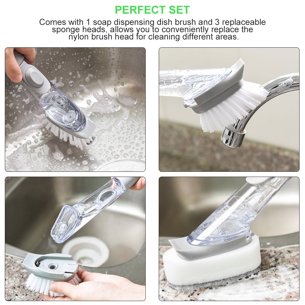 Automatic Soap Dispensing Dish Brush with Replacement Head (1